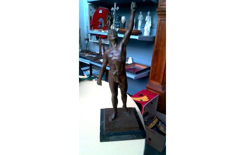 STATUE HOMME BRONZE MARBRE