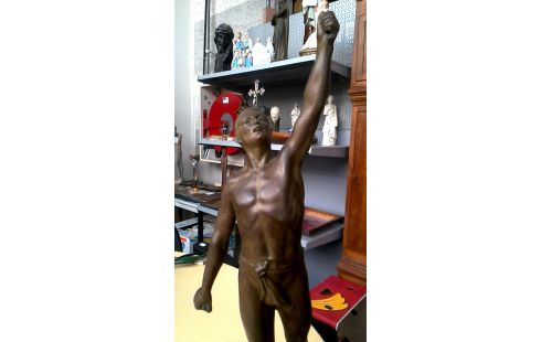 STATUE HOMME BRONZE MARBRE