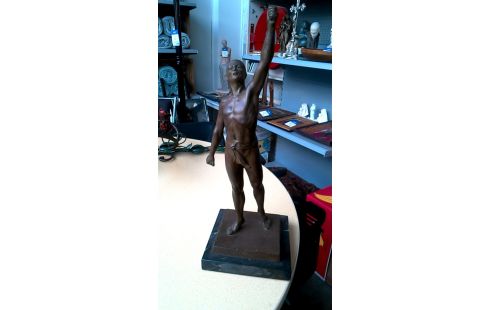 STATUE HOMME BRONZE MARBRE