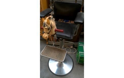 CHAISE ENFANT VINTAGE NOIR SIMILI CUIR, , CHEVAL