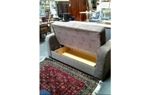COUCH 2-SITZER STOFF BRAUN AUFKL.BAR