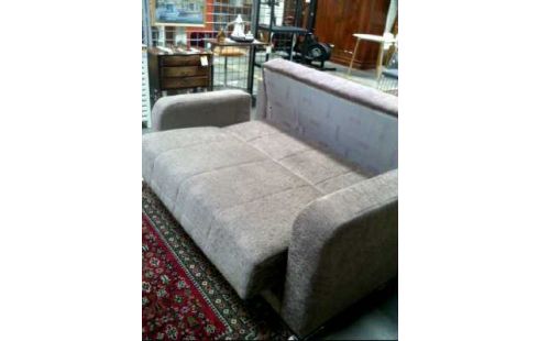 COUCH 2-SITZER STOFF BRAUN AUFKL.BAR