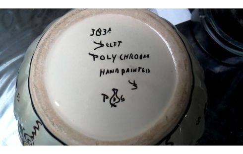 JARRÓN CON TAPA DELFT, , POLICROMO