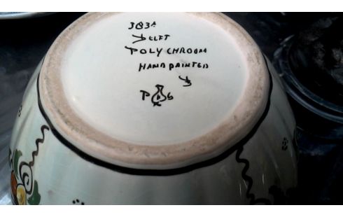 JARRÓN CON TAPA DELFT, , POLICROMO