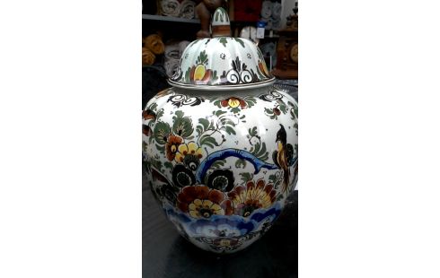 JARRÓN CON TAPA DELFT, , POLICROMO