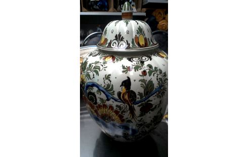 JARRÓN CON TAPA DELFT, , POLICROMO