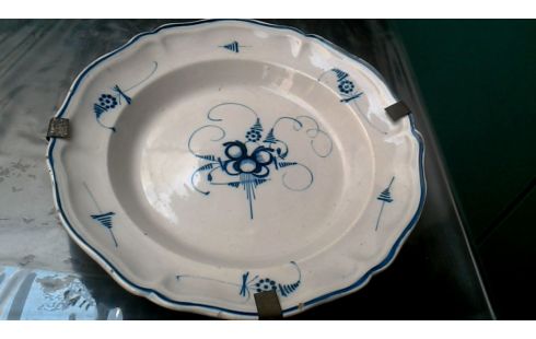 ASSIETTE ANCIEN BLANCHE BLEUE