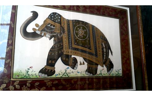 SEIDENMALEREI ASIATISCH, , ELEFANT