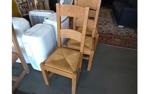 CHAISES PAILLEES EN CHENE LOT DE 4