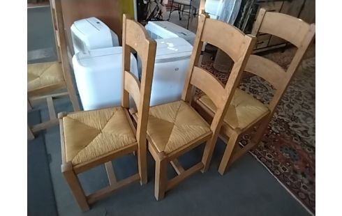 CHAISES PAILLEES EN CHENE LOT DE 4