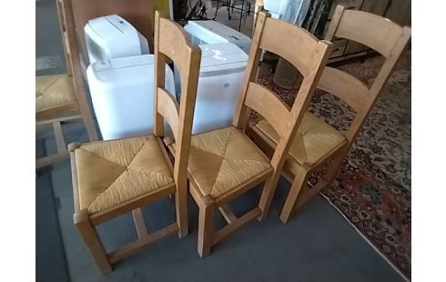 CHAISES PAILLEES EN CHENE LOT DE 4