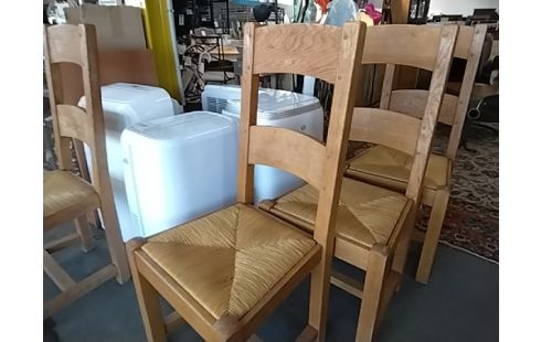 CHAISES PAILLEES EN CHENE LOT DE 4
