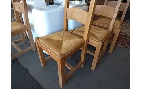 CHAISES PAILLEES EN CHENE LOT DE 4