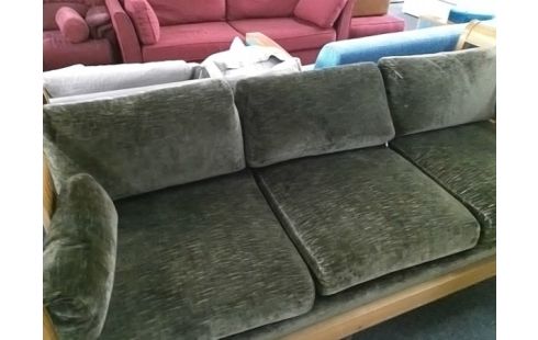 BANQUETTE ANCIENNE BOIS ET TISSU VERT