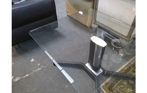 TABLE BASSE PLATEAU VERRE 108X86