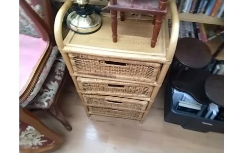 ETAGERE ROTIN 4 TIROIRS