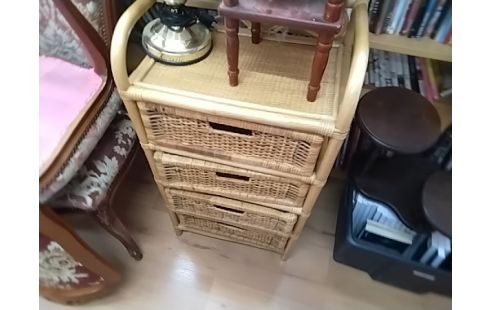 ETAGERE ROTIN 4 TIROIRS