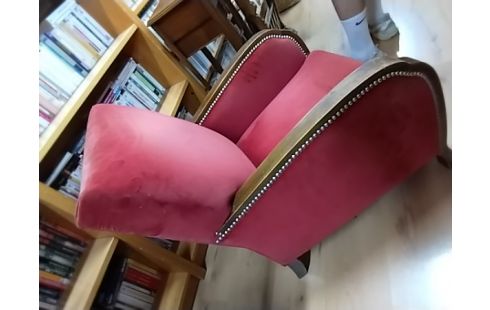 FAUTEUIL VELOURS ROUGE ANNÉES 30