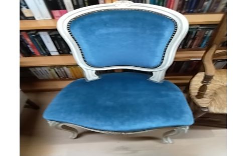 FAUTEUIL VELOURS BLEU