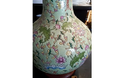 PIED DE LAMPE CERAMIQUE ASIATIQUE