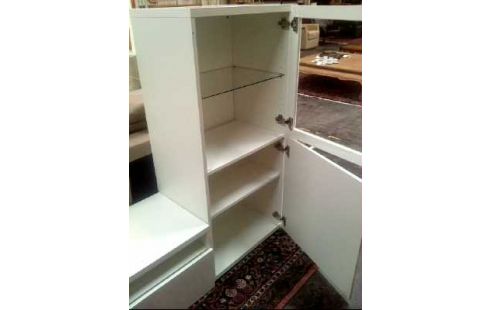 VITRINENSCHRANK HOLZ WEIß 2-TÜREN