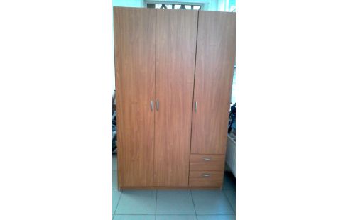 PENDERIE 3 PORTES 2 TIROIRS MERISIER LOOK