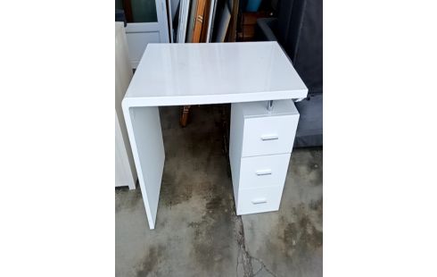 BUREAU MODERNE LAQUÉ BLANC 3 TIROIRS