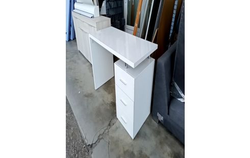 BUREAU MODERNE LAQUÉ BLANC 3 TIROIRS