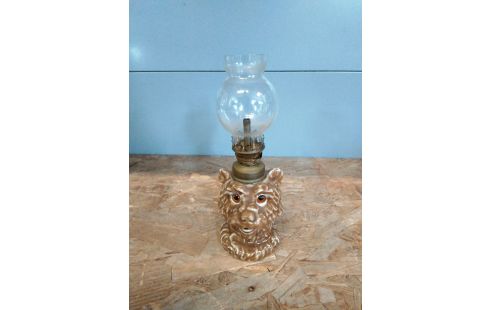 LAMPE A HUILE TETE CHIEN