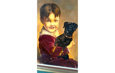 GEMÃLDE MÄDCHEN MET, , HUND