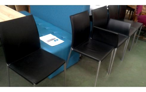 6 SILLAS DISEÑO ALUMINIO NEGRO CUERO