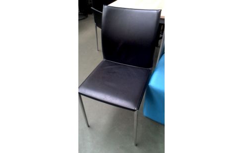 6 SILLAS DISEÑO ALUMINIO NEGRO CUERO