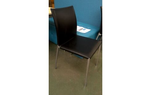 6 SILLAS DISEÑO ALUMINIO NEGRO CUERO