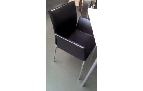 6 SILLAS DISEÑO ALUMINIO NEGRO CUERO