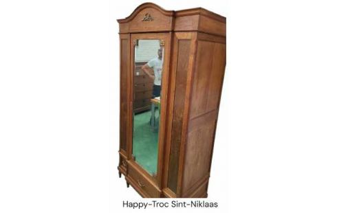 KLEIDERSCHRANK 1 ART DECO. EICHE KUPFER FACETTIERT, , SPIEGEL
