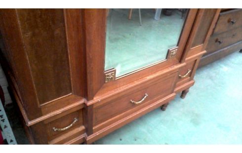 KLEIDERSCHRANK 1 ART DECO. EICHE KUPFER FACETTIERT, , SPIEGEL