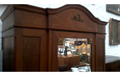 KLEIDERSCHRANK 1 ART DECO. EICHE KUPFER FACETTIERT, , SPIEGEL