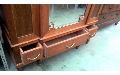 KLEIDERSCHRANK 1 ART DECO. EICHE KUPFER FACETTIERT, , SPIEGEL
