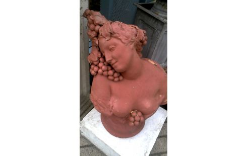 ANIMAL DECORATIVO JARDÍN, , BUSTO MUJER TERRA COTTA