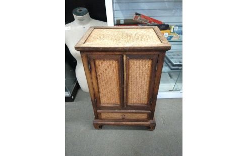 MEUBLE 2 PORTES 1 TIROIR BOIS EXOTIQUE