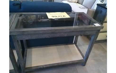 CONSOLE DESSUS VERRE EN BOIS AVEC ETAGERE PM
