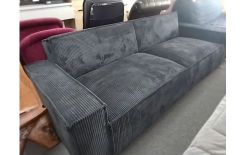 CANAPE CONVERTIBLE TISSU CÔTELÉ GRIS ANTHRACITE L230