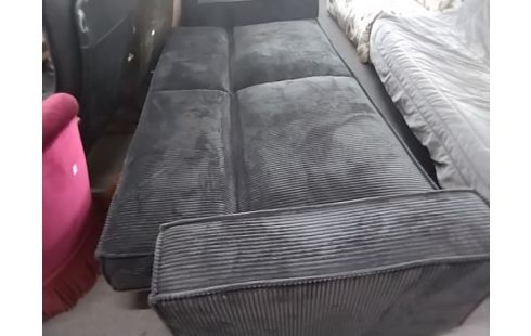CANAPE CONVERTIBLE TISSU CÔTELÉ GRIS ANTHRACITE L230