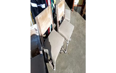 CHAISE BOIS PATINÉ ET TISSU ST TOILE DE JUTE LE LOT DE 7