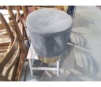 POUF ROND GRIS ET DORE