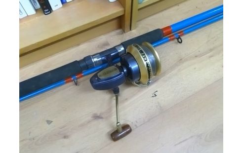 CANNE A PECHE BLEUE AVEC MOULINET PEERLESS BAM 720