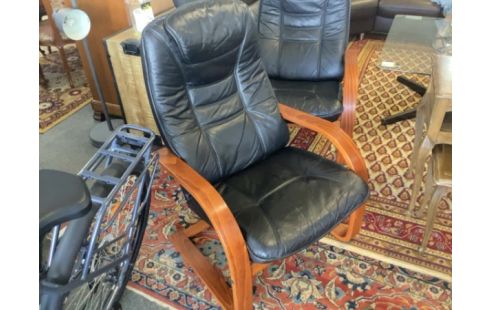FAUTEUIL CUIR BOIS