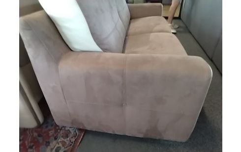 CANAPE MARRON BEIGEDÉHOUSSABLE CUIR ET TISSU