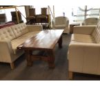 SALON 3+2 CUIR BLANC EN ETAT