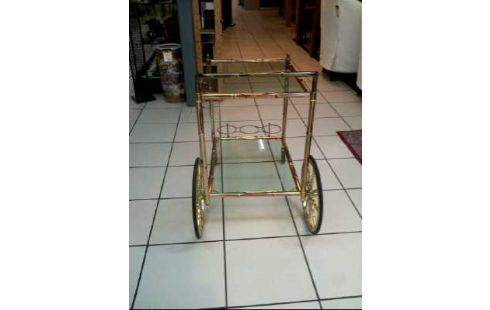 SERVIERWAGEN GOLDF. 2-EB. GLAS VINTAGE
